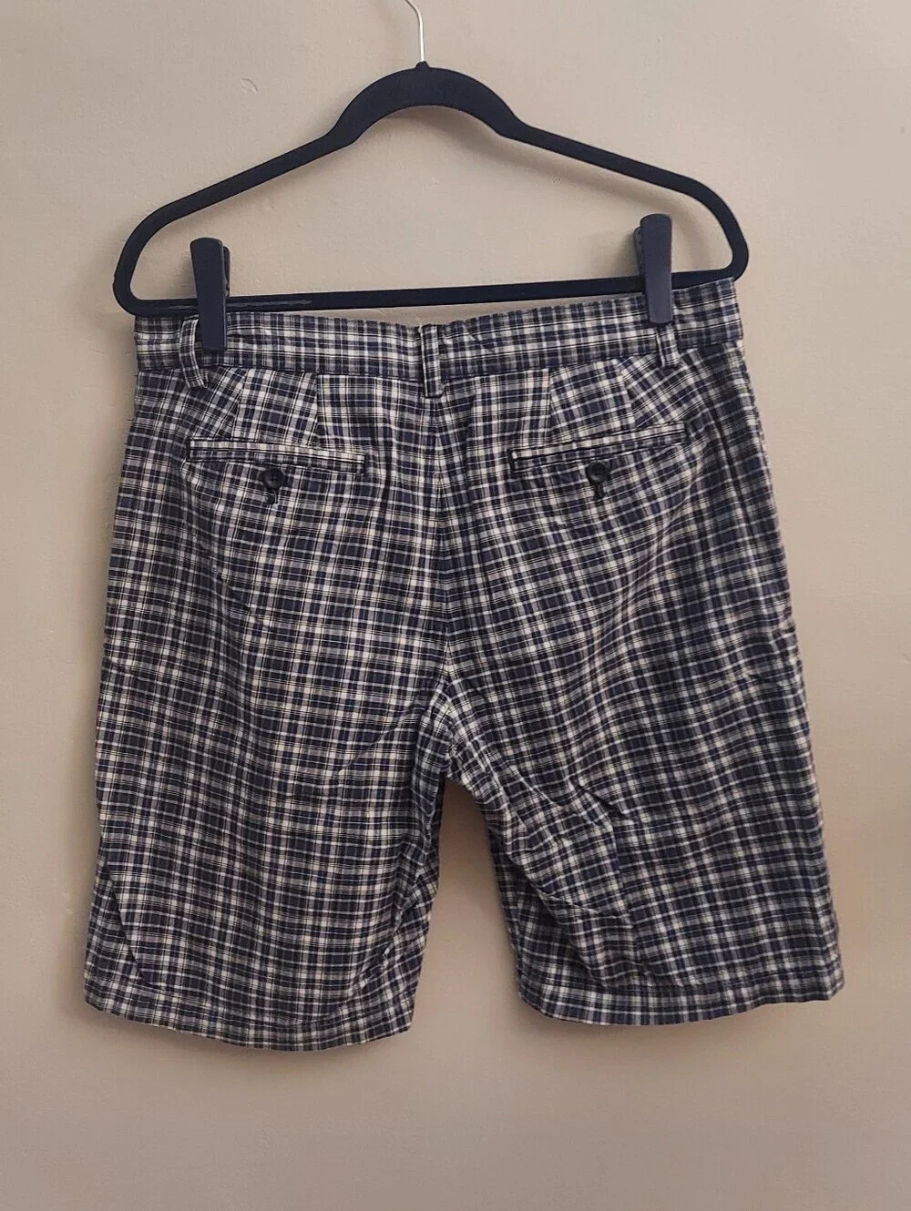 Banana Republic Plaid Flat Front Shorts Men’s Size 32 Blue Gray Casual Preppy